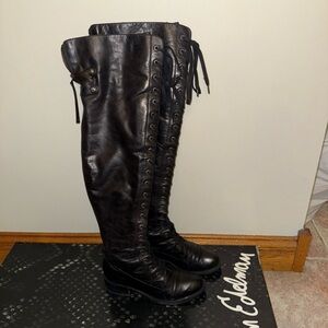 Sam Edelman Black Leather Over the Knee Boots sz 7